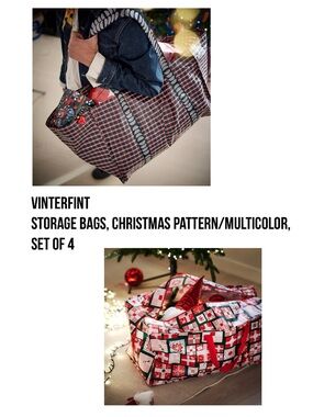 Multicolor Christmas Pattern Tote Bags - Set of 4